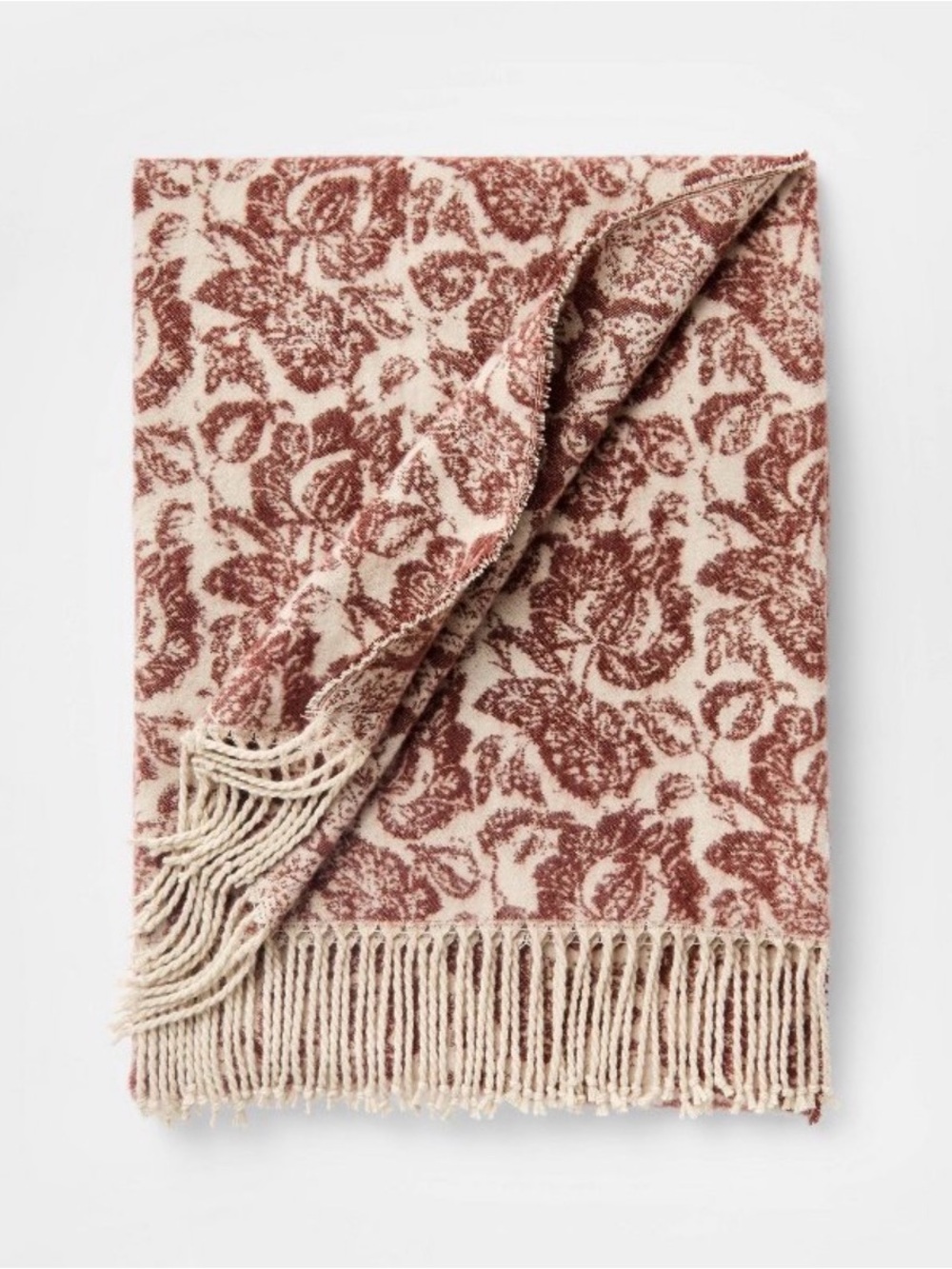 Block Print Jacquard Throw Blanket Burgundy- Threshold with Studio McGee